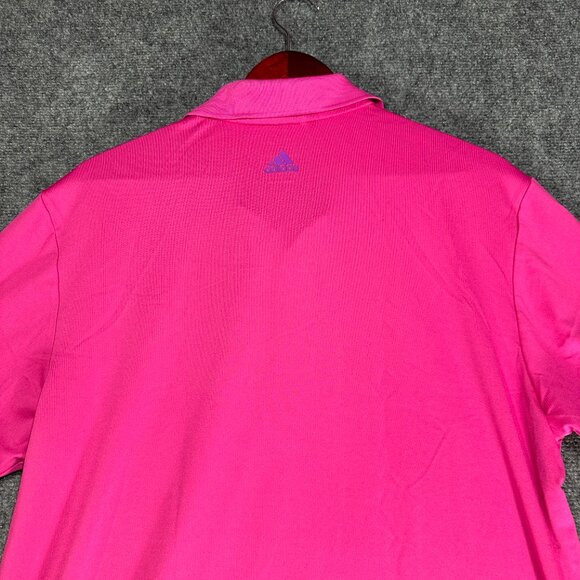 Adidas Polo Shirt Mens Large Pure Motion Pink Stretch Short Sleeve Golf Logo - Picture 7 of 7